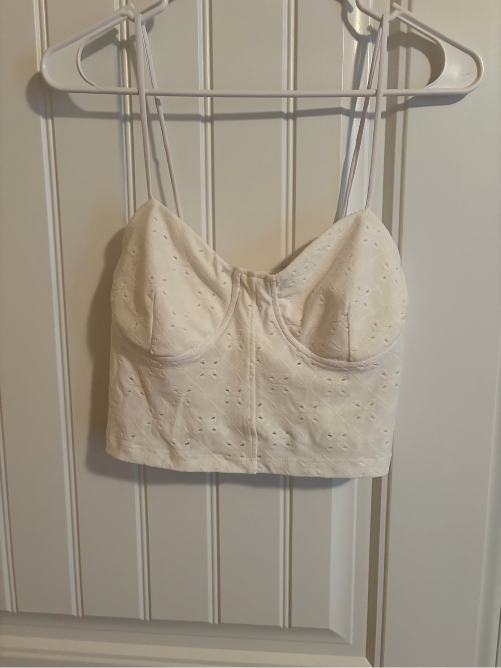 HALARA White Eyelet Bustier Cropped Camisole NWOT